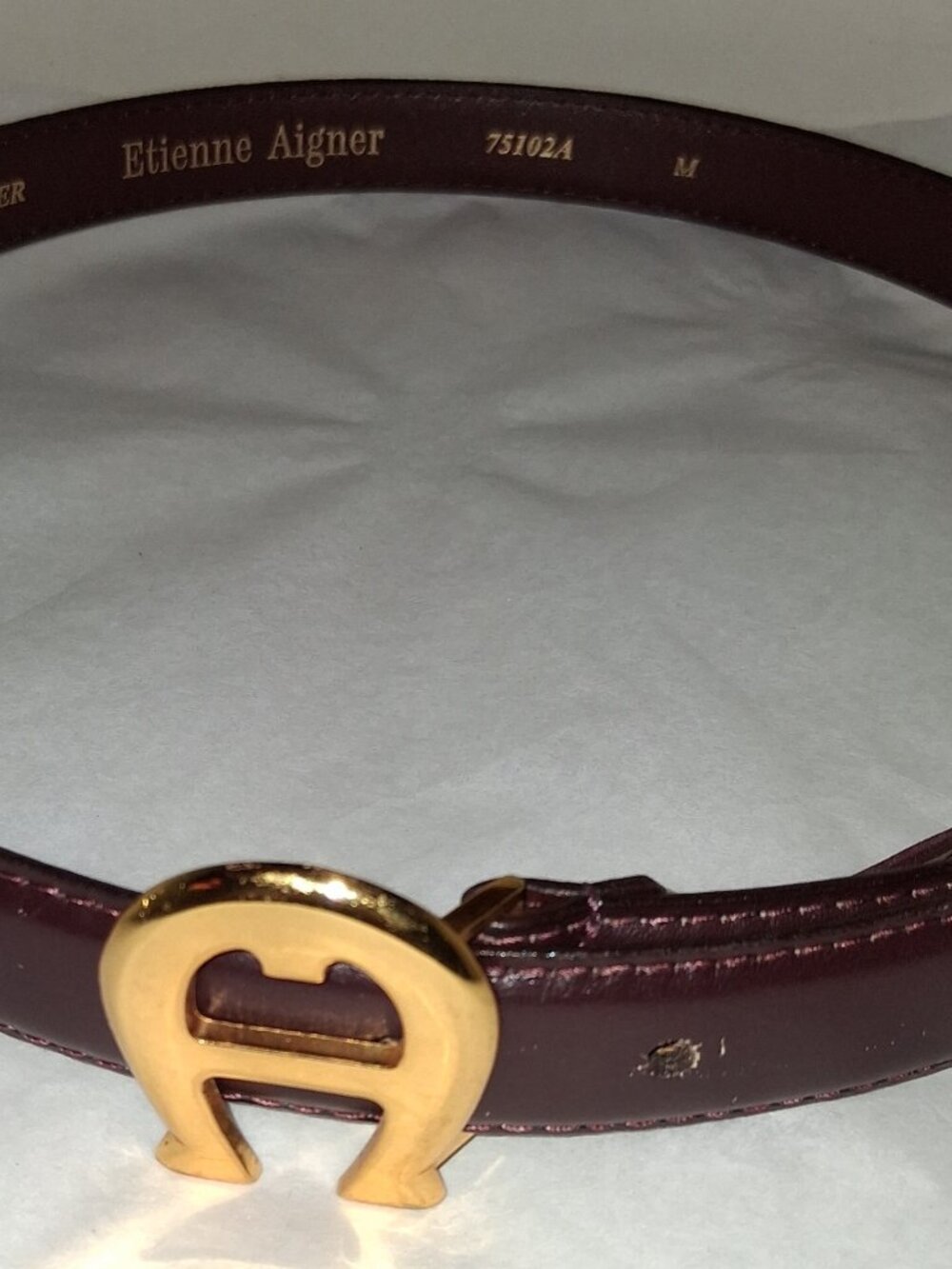RETRO AIGNER Belt - Maroon Aigner Belt with Large A Buckle Size M